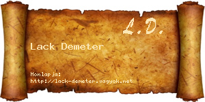 Lack Demeter névjegykártya